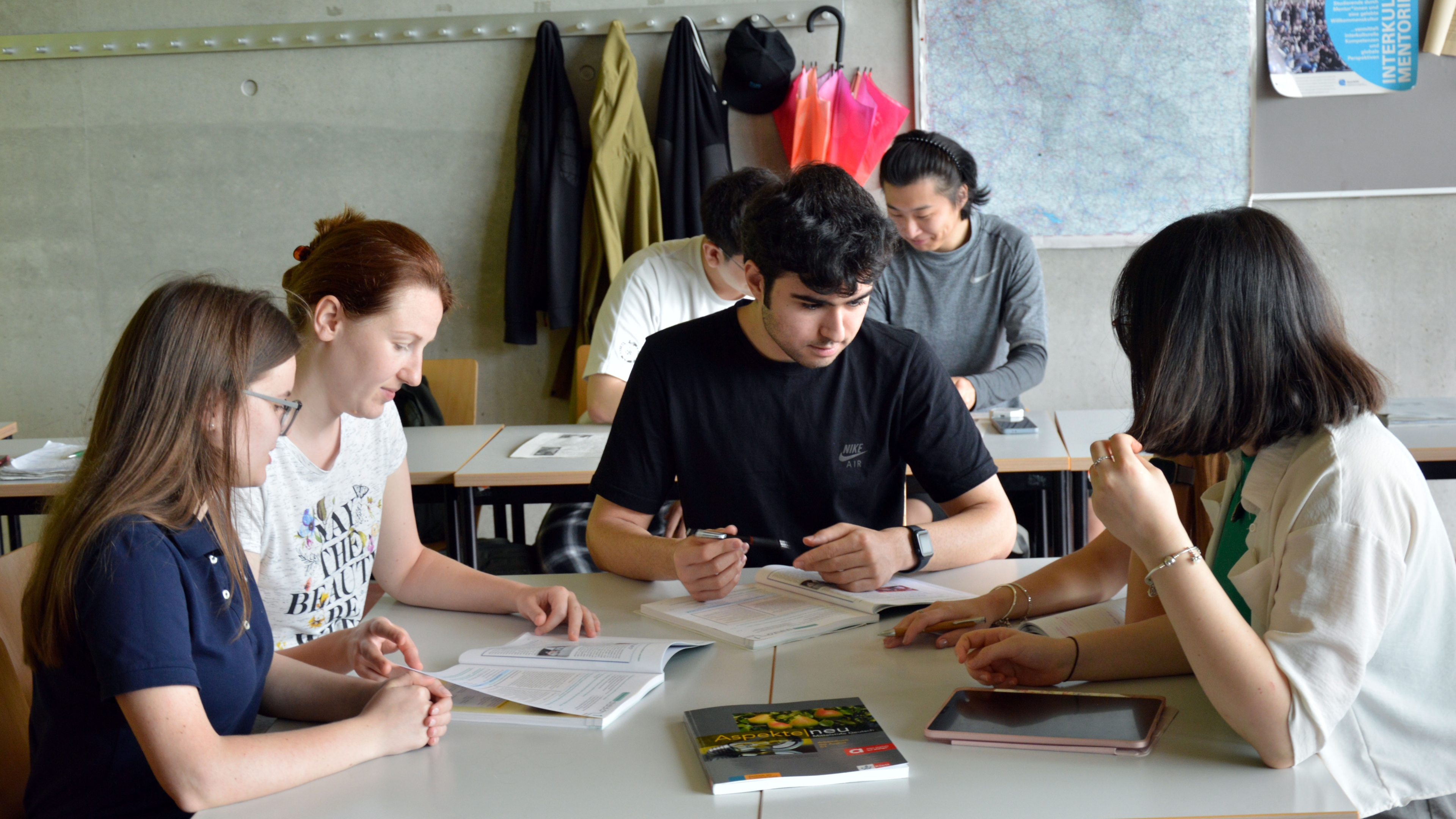 A group of students learning German